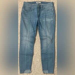 Madewell 9” High Rise Skinny Jeans 28S Step Hem Raw Hem Ankle Blue Denim
